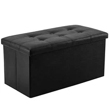  30 inches Folding Storage Ottoman, 85L Storage 15"D x 30"W x 15"H Black