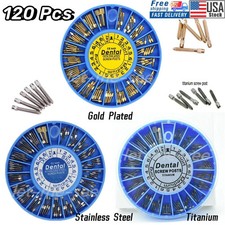 1 Box Dental Screw Post Titanium Kit Gold/Silver Plated Conical Root Canal Pins
