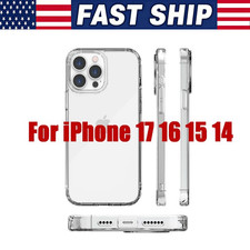 2X For iPhone 17 16 15 14 13 Pro Max Soft Silicone Clear Cover Shockproof Case