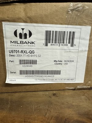 Milbank U9701-RXL-QG NEW IN BOX 200 Amp Three Phase Bypass Heavy Duty