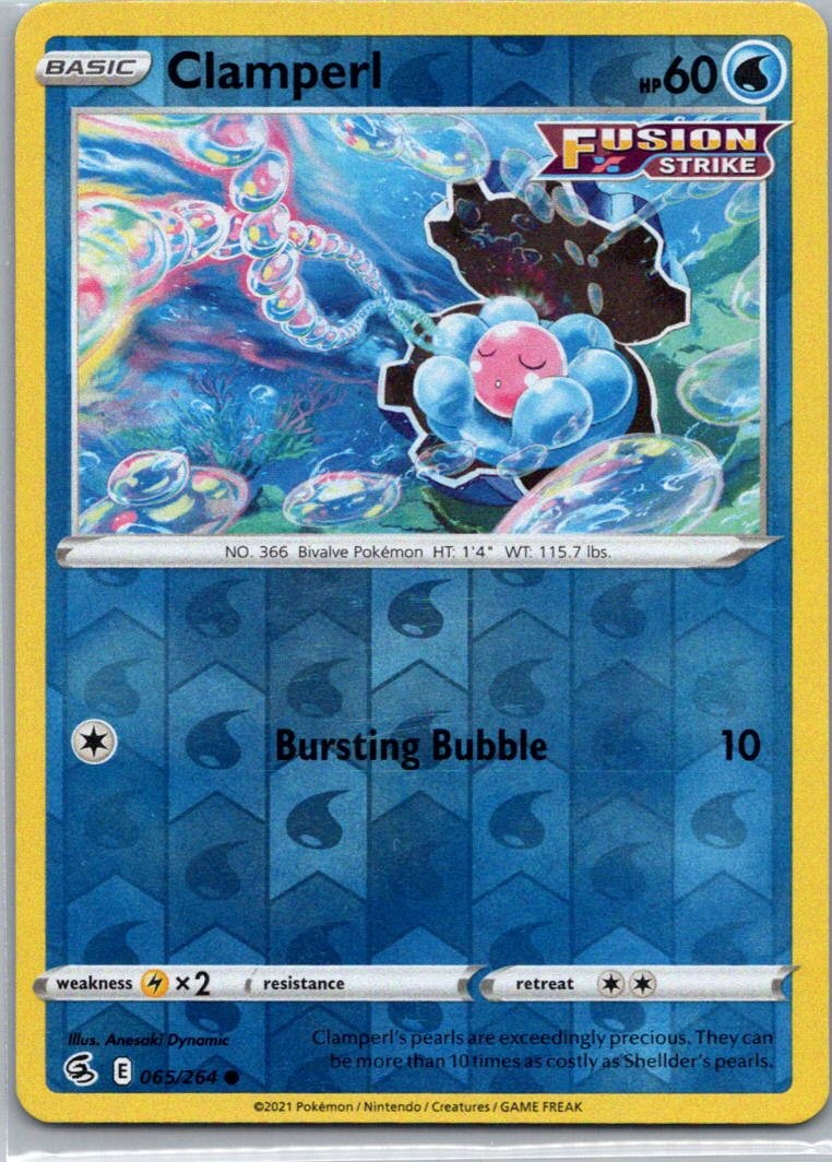Pokemon TCG Clamperl 65/264 Fusion Strike Rev Holo LP