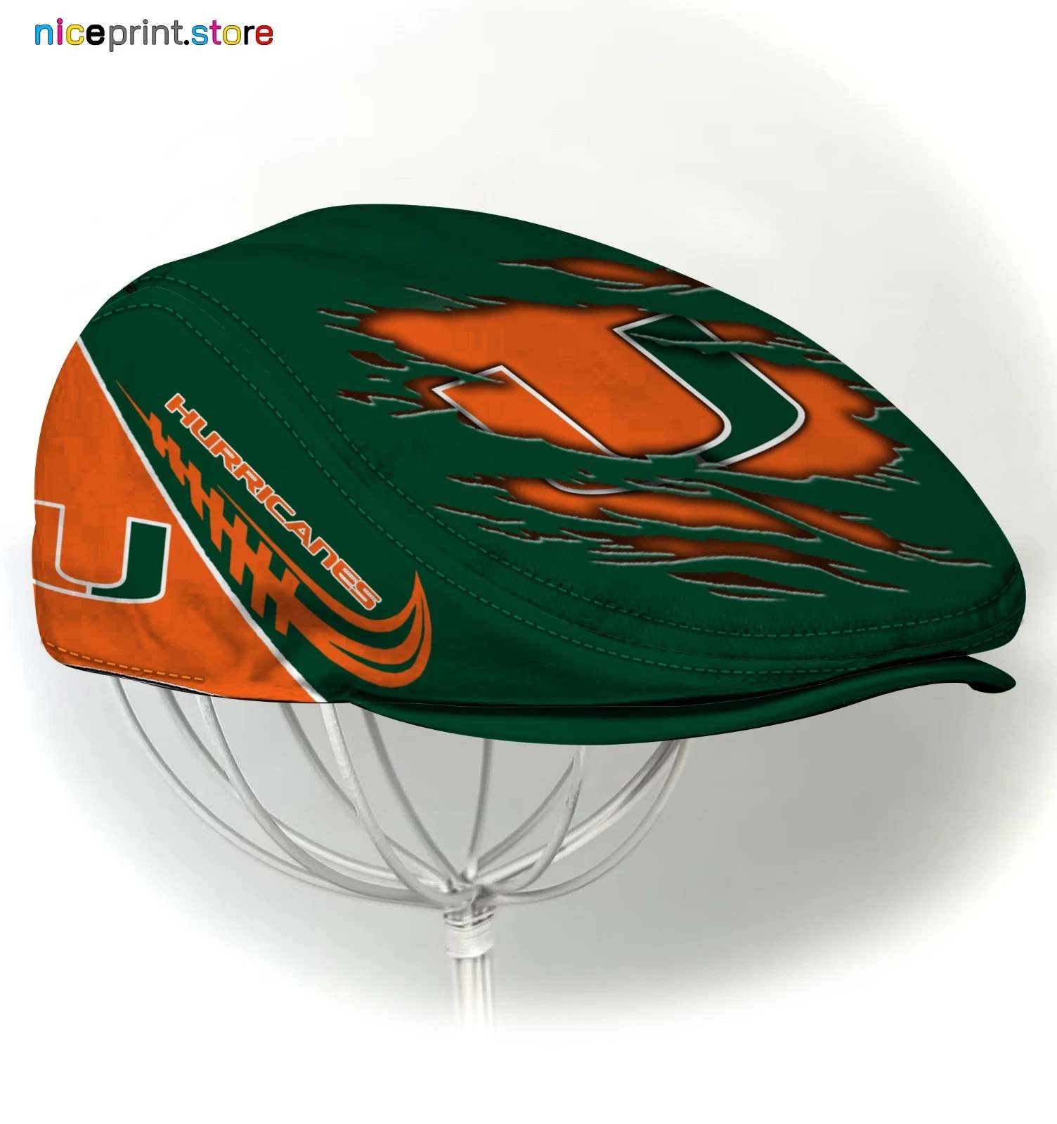 Miami Team Hurricane Jeff Cap Golf Cap Newsboy Cap