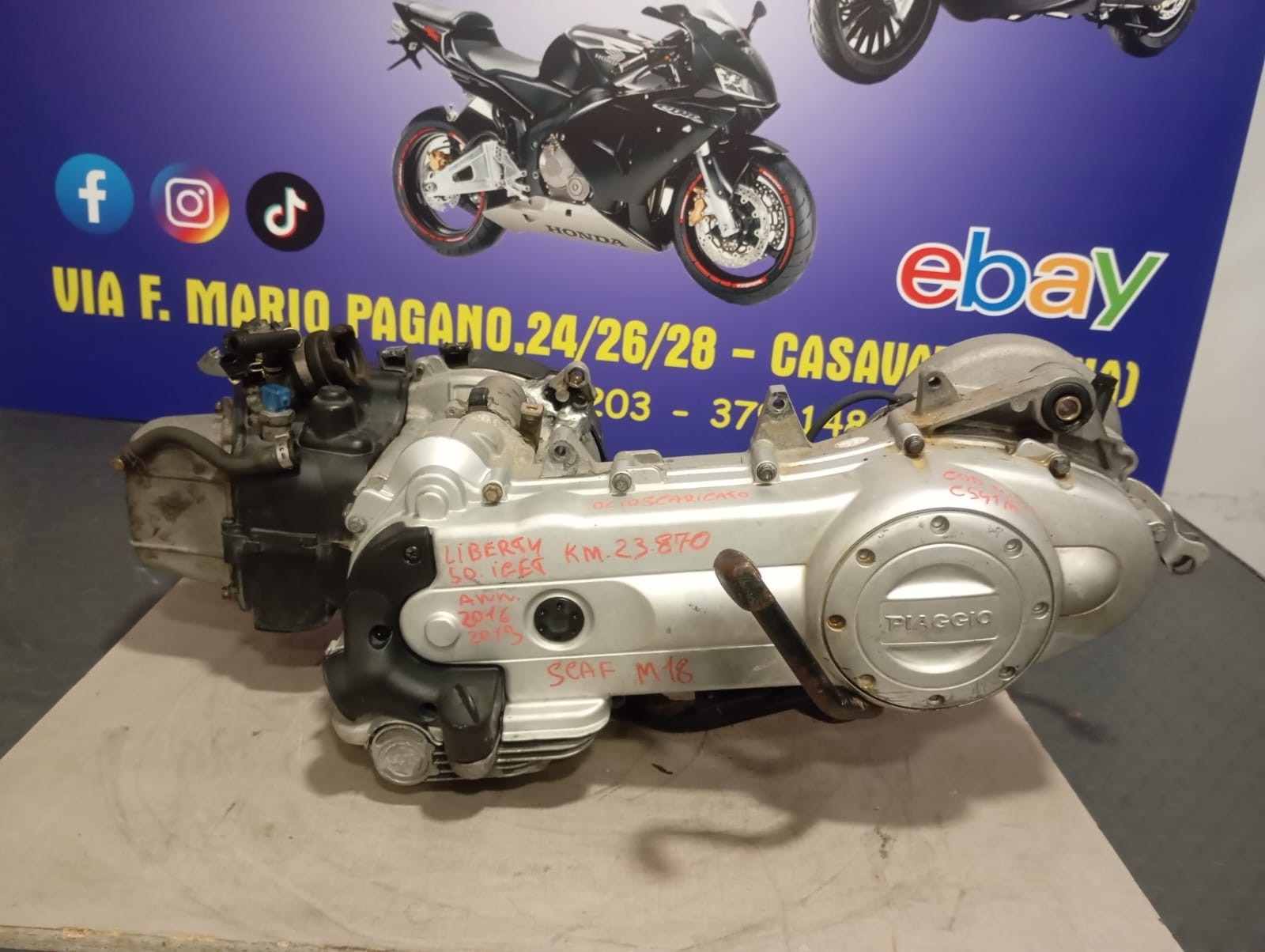 Engine block Piaggio Liberty 50 IGET year 2016 2019 with km 23,870