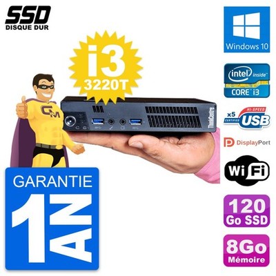 Lenovo M92p Tiny Ultra Mini PC Intel i3-3220T 8GB RAM 120GB SSD Windows 10 Wifi