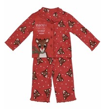 RUDOLPH RED NOSED REINDEER SOFT FLANNEL CHRISTMAS PAJAMAS 12 MONTHS FREE SHIP
