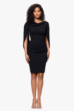 Betsy  Adam Black JORDAN Draped Back CAPE SLEEVE Sheath COCKTAIL DRESS Sz 8