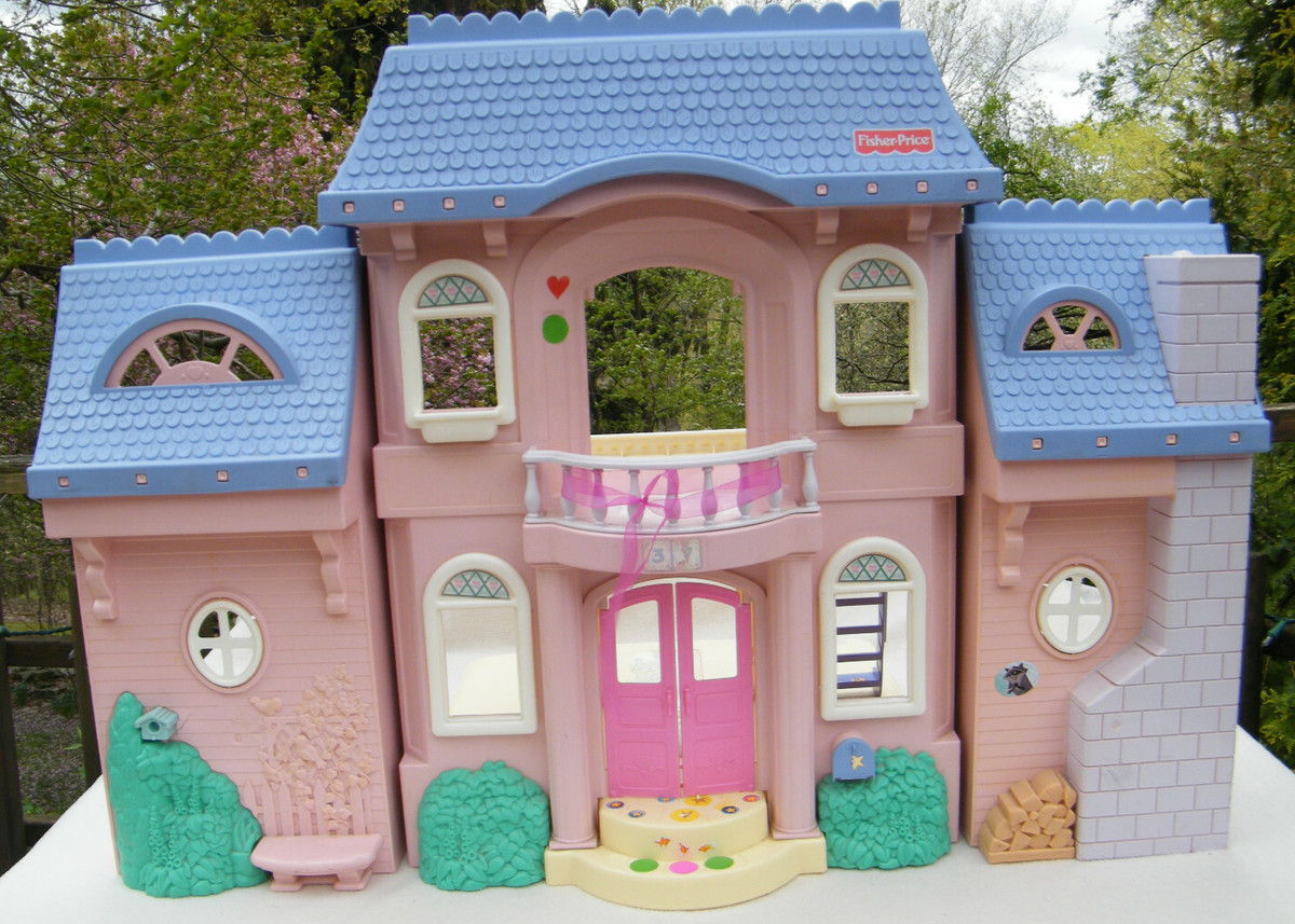 1990's Vintage Fisher Price Loving Family Grand Dollhouse Blue