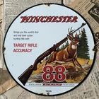 VINTAGE 1955 WINCHESTER MODEL 88 HUNTING RIFLE 12 INCH PORCELAIN ENAMEL SIGN