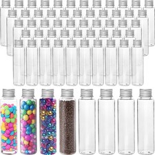 60 Pcs Plastic Test Tubes 50ml Screw Cap Flat Bottom Candy Storage Party Decor