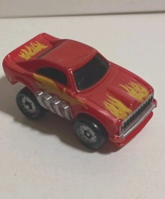 Vintage 1986 Micro Machines 1968 Dodge Charger Red w/ Gold Flames Funny Drag Car