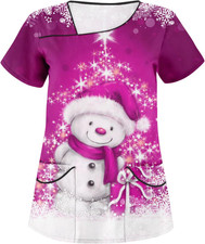 Kasacks Damen Pflege Bunte Motive Weihnachten Kasacks Tops Arbeitsuniform Mit Ta