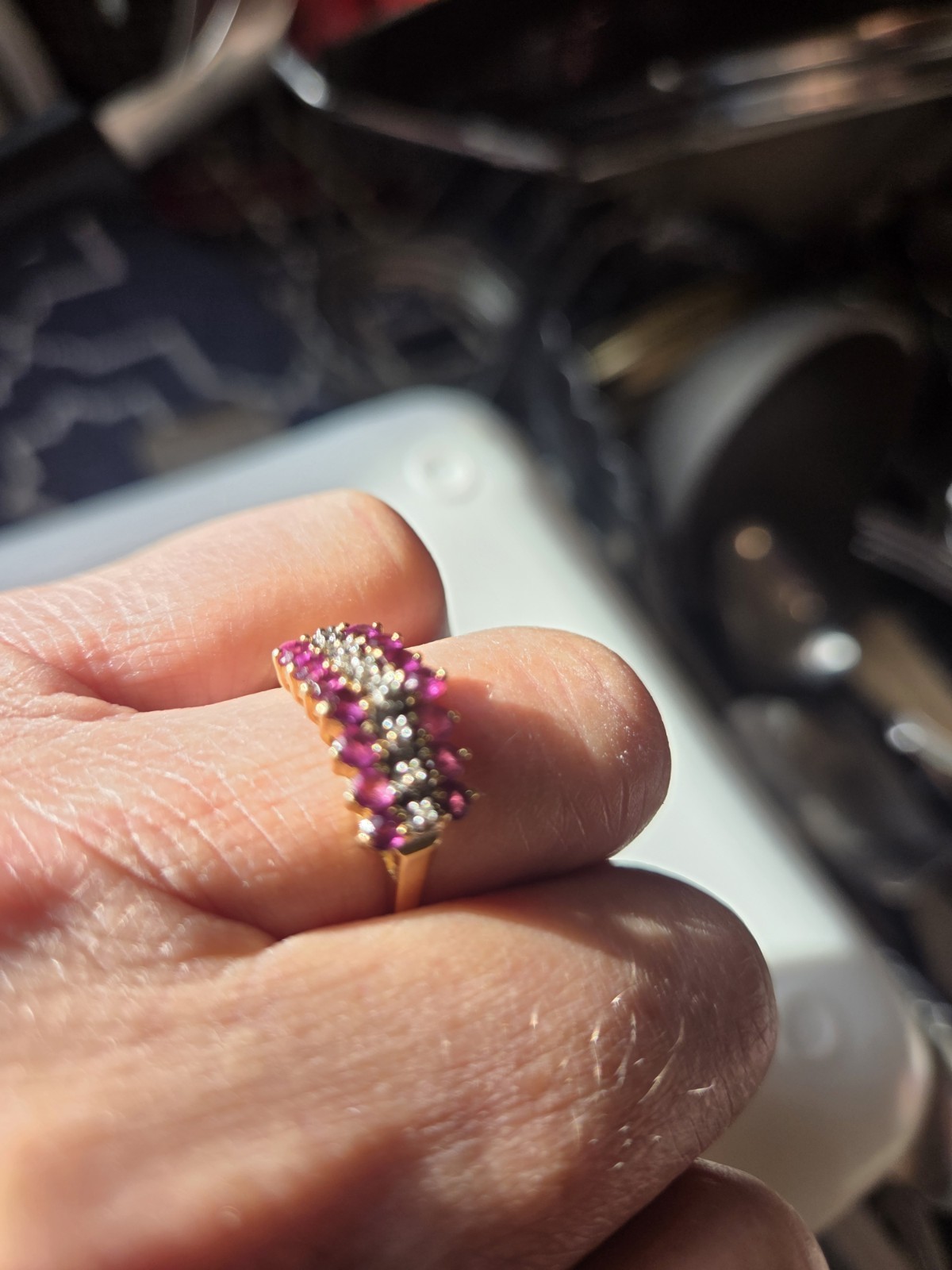 14K Solid Yellow Gold Ruby Ring - Size 7 - image 6