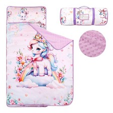 Toddler Nap Mat with Removable Pillow  Soft Minky Blanket, HNHUAMING Extra Larg