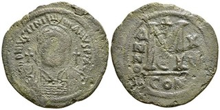 JUSTINIEN I (527 565) follis BUSTE DE FACE