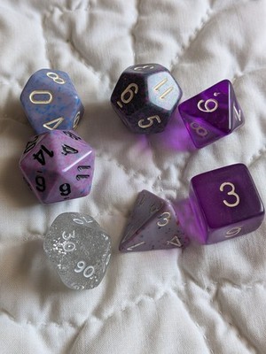 7 Dice Set Polyhedral RPG DnD Dungeons Dragons AD&D Pathfinder Mixed Colors GUC