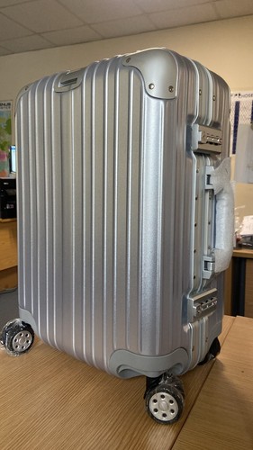 ABS Aluminium Look Cabin Suitcase 53cm Carry On TSA Lock Hard Shell Spinner Lugg