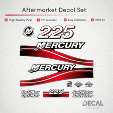 Aftermarket Dekaler Set för Mercury 225 HK OptiMax SaltWater (2000-2005) Röd Kit