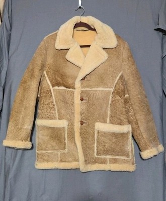 Vintage Schott NYC Sportswear Men's Faux Suede Shearling Coat Jacket Size 42 Tan