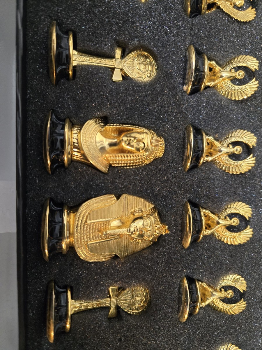 Franklin Mint King Tutankhamun Egyptian Chess Set No Pyramid Glass