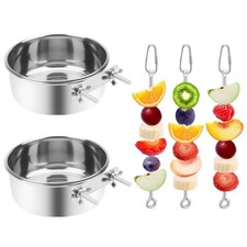 2 Pcs Bird Feeder Bowls with 3 Pcs Food Holder for Cage, Parrot Food Water Bo...