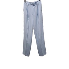 Mango Mng Chalkstripe  Light Blue Trouser Pants  High Rise Sz 2 NWT