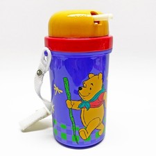 Vintage 1990s Winnie the Pooh Kids Water Bottle with Straw and Shoulder Strap