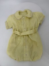 Vintage Yellow Baby Peter Pan Collar Lace Trim Romper With Pintuck Details