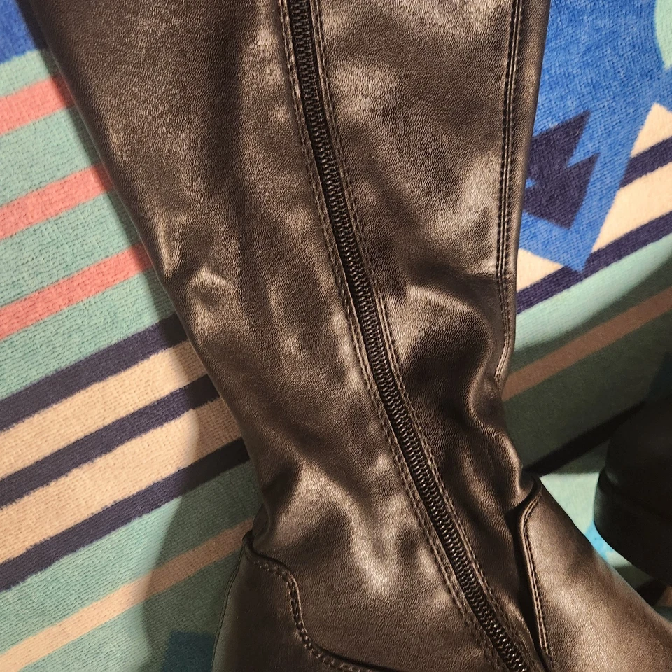 Y2K Madden Girl Womens Boots Sz 11M Chunky Platform Tall Thigh Zip Up Black - Image 4 of 4