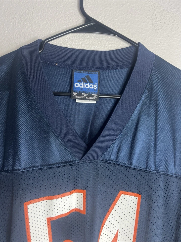 Camiseta deportiva vintage Adidas Brian Urlacher para hombre XL #54 Chicago Bears NFL azul marino usada en excelente estado Foto 3 de 4