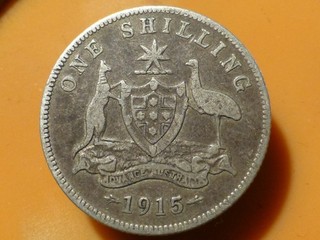 AUSTRALIE ONE SHILLING (ARGENT) 1915 RARE & QUALITE TB !