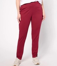 AnyBody Petite Drapey Stretch Woven Pull-On Pants Garnet PL A623885