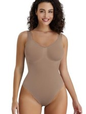 ShaperX Womens Bodysuit Tummy Control Shapewear Seamless Thong Size S/M SIENNA