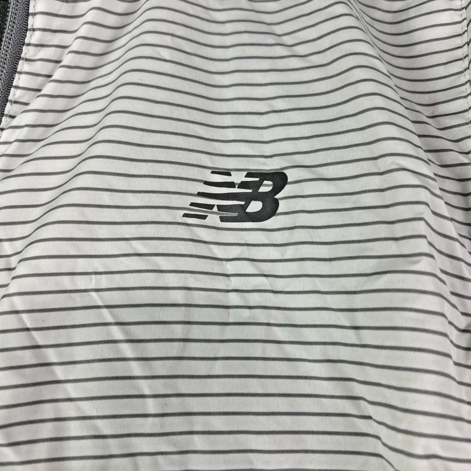 New Balance Womens XL 40" Jacket Gray White Striped Full Zip Lined Windbreaker - Image 3 of 4