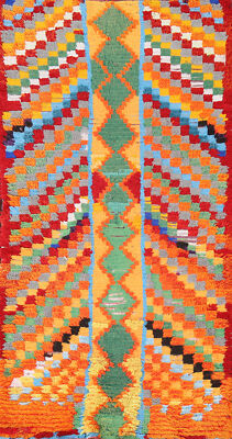 Vintage Custom Hand-Knotted Moroccan Wool Accent Rug Home Decor 3x6 ft