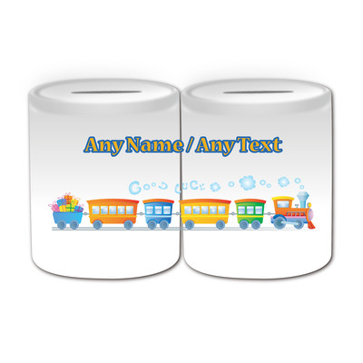 Personalisiertes Geschenk Glück Zug Becher Geldbox Eisenbahn Spielzeug Dampflok Tasse