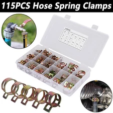 115X Hose Spring Clamps Kit Fastener Fuel Water Line Pipe Air Tube Clips 6-22mm