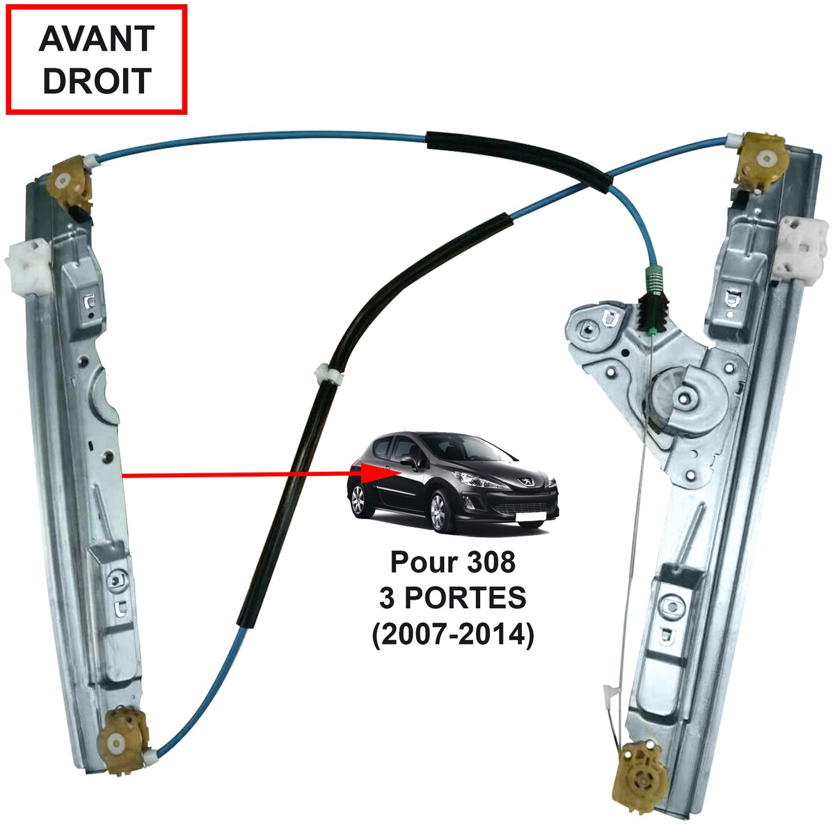 Leve-vitre électrique Avant Droit Pour Peugeot 308 2 Phase 1 | Pièce D'occasion En Bon état