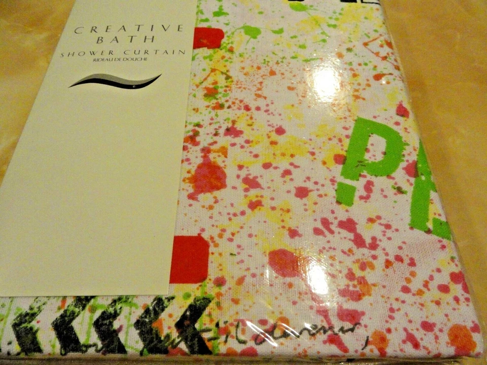 CORTINA DE CHUVEIRO COLORIDA~Tecido~Retro~Sinal de PAZ~Vermelho~Verde~Laranja~Roxo AMOR - Imagem 4 de 4