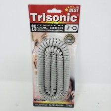 VTG 25 FT Modular Phone Coil Cord Telephone Handset Cable Gray NOS