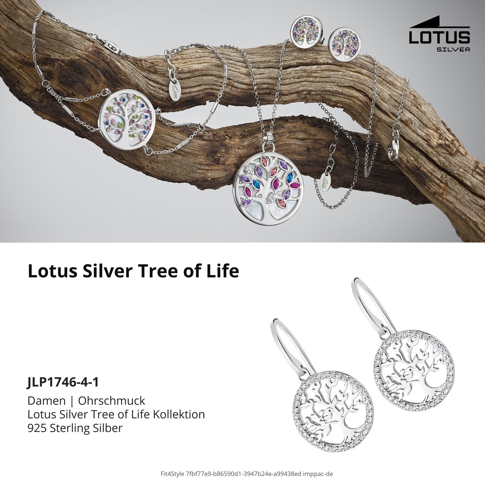Lotus Argento Albero Della Vita Orecchini Pendenti Zirconi Donna 925