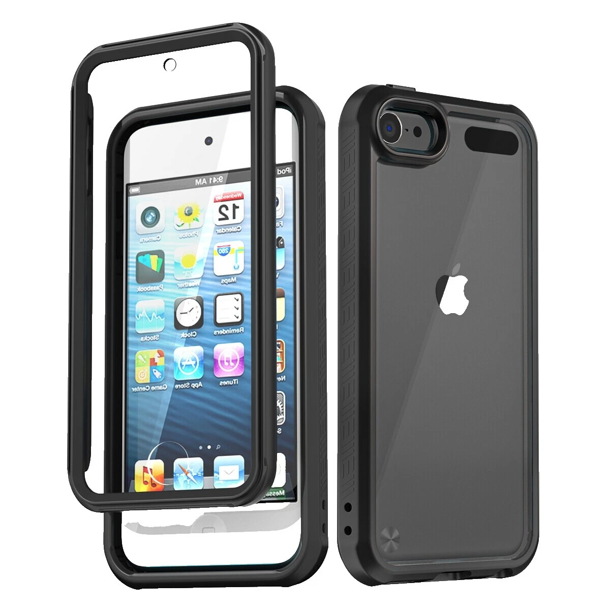 黑色硬质塑料音频播放器保护壳、保护套和保护膜