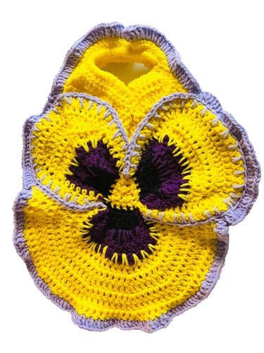 Yellow PANSY mini tote Handmade Crochet Clutch Purse bag Wristlet SKUMPSTITCH - Foto 1 di 8