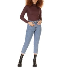 Black Tape Women's Cropped Mom-Style Jeans Mid Blue Size 26