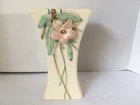 McCoy Pottery Blossom Time Vintage 1940s  Applied Floral Pink Flower 8" Vase