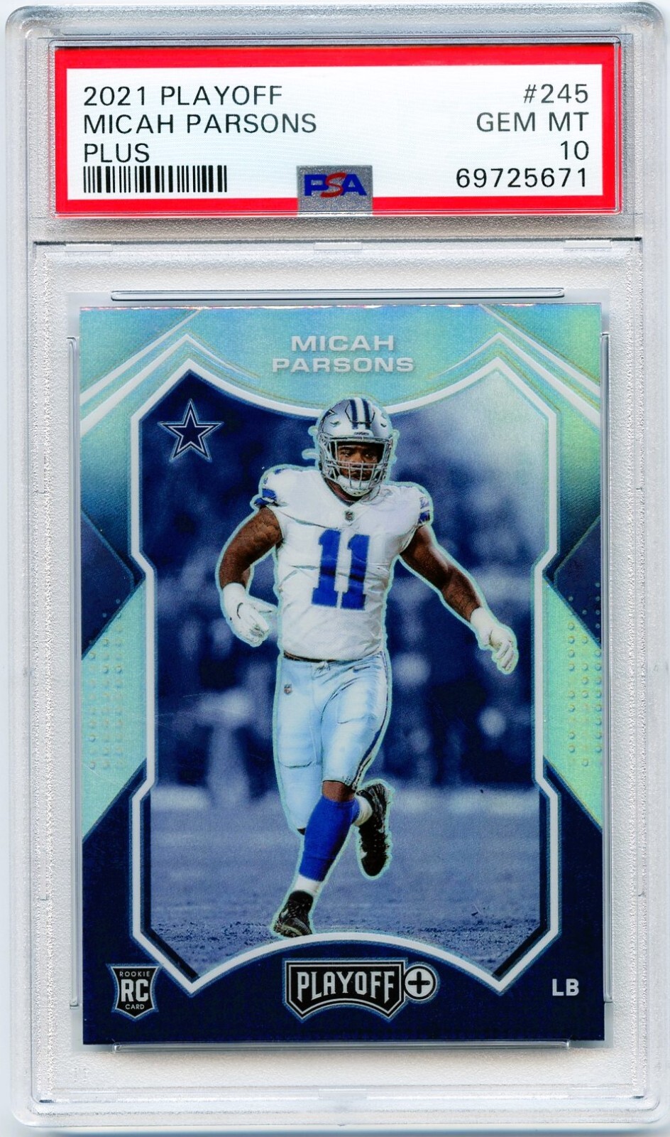 Micah Parsons 2021 Panini Playoff PLUS PSA 10 💎 Silver Prizm Rookie LOW POP 10