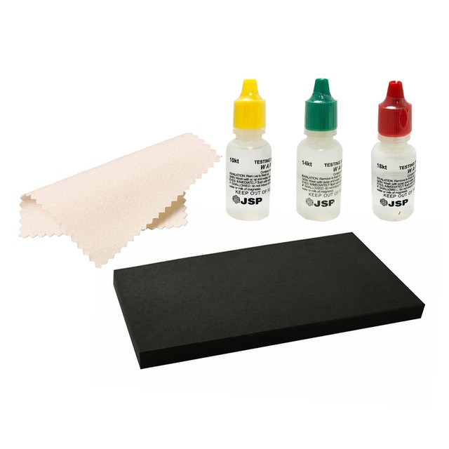 JSP Gold Jewelry Testing Acid 10k 14k 18k Kit + Large Scratch Tester