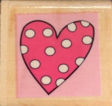 Doodles By Design Wood Mounted Valentine's Day Rubber Stamp - Polka-Dot Heart