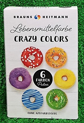 (120,83 /kg) 1 PK Brauns- Heitmann Lebensmittelfarben Crazy Colors 6 Farben