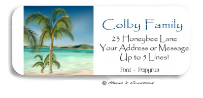 Stunning Tropical Island Beach Palm Tree Personalized Return Address Labels B001
