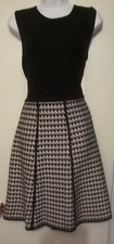 CALVIN KLEIN HOUNDSTOOTH SLEEVELESS SWEATER DRESS SIZE L NEW